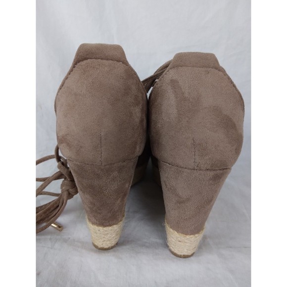 Reneeze Wedge Sandals Brown Gladiator Tie Open Toe Shoes Womens Size 7 - Picture 7 of 10